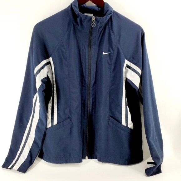 Nike Women's  Medium Blue and White Light Weight Zipper Front Athletic Jacket - Picture 4 of 11